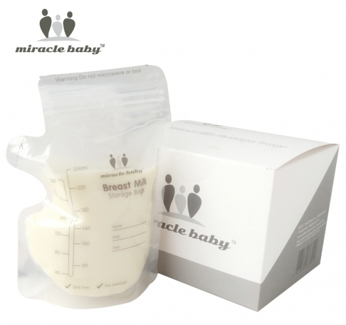 Aufbewahrungsbeutel für Muttermilch mit doppeltem Reißverschluss und praktischem Ausgießer zum Aufbewahren und Einfrieren von Muttermilch, selbststehe